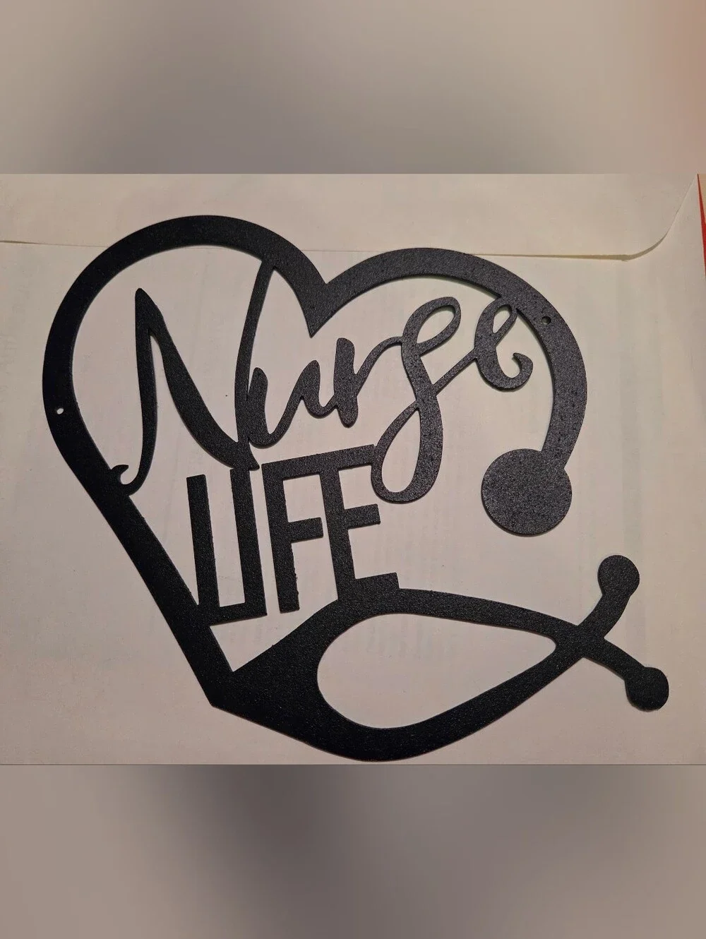 Nurse Life Wall Decor - Black Metal Stethoscope Heart